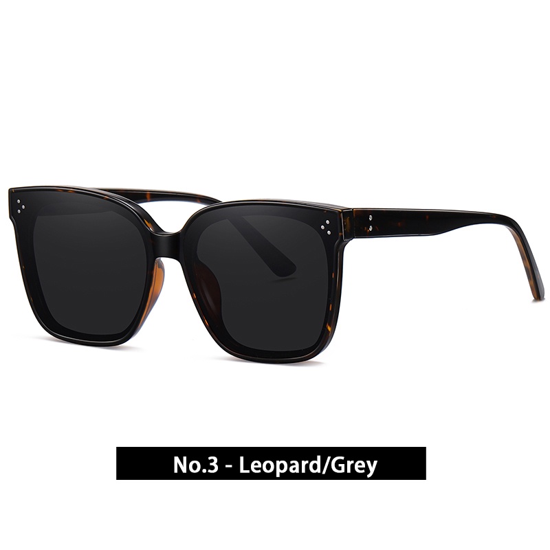 [Bisa Ganti Lensa] Kacamata Hitam Polarized Wanita Pria Cowok Besar Korea Gaya TR90 Frame Kaca Mata Hitam Anti Sinar Matahari UV400 Minus Viendo-No.3-Leopard/Grey