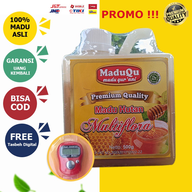 

PROMO BONUS TASBEH Madu manis murni asli maduQu hutan multiflora 100%premium (500 gr)