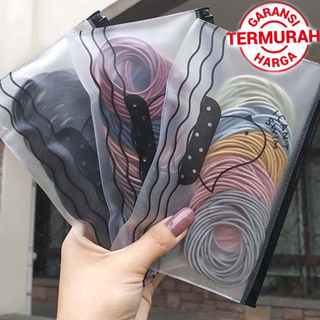 Ikat rambut korea polos 100 pcs FREE POUCH Dewasa / anak TERMURAH