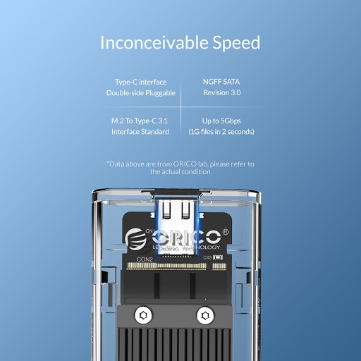 ENCLOSURE SSD ORICO M.2 NGFF SATA TCM2F-C3 - Casing SSD M2 Type c