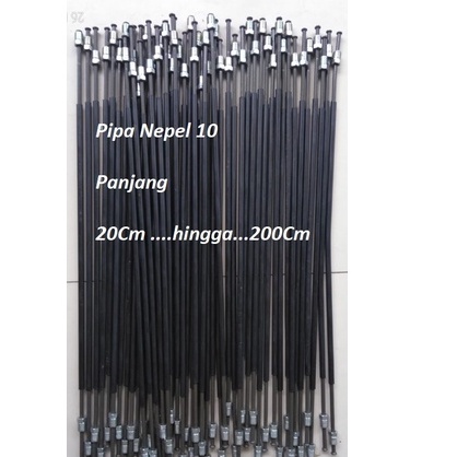 Pipa selang Minyak Rem besi Nepel 10. Diameter 5 mm Panjang 60 cm (besi)