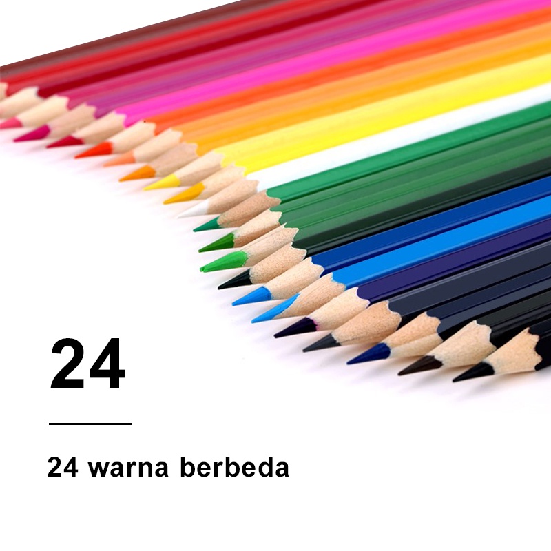 Deli Pensil Warna 24 Warna Pulpen Warna Warni Pulpen Warna Kayu Bentuk Segi Enam Pensil Colored Pencil 7014