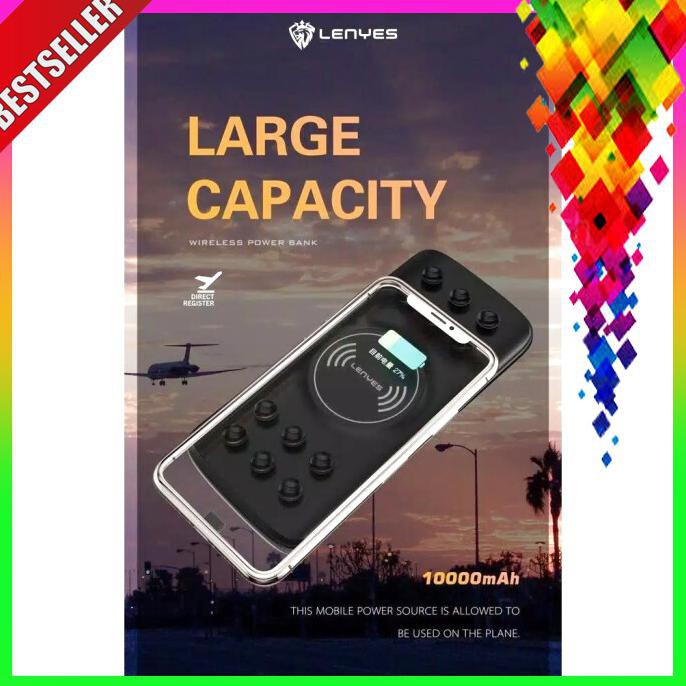 PROMO POWERBANK LENYES PW016D 10000MAH WIRELESS FAST CHARGING POWER BANK BERKUALITAS