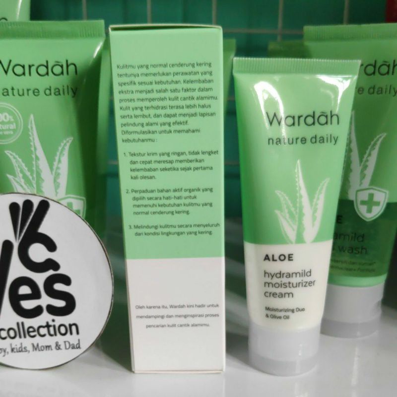 Wardah Nature Daily Aloe Hydramild Facial Wash 60 ml 100 ml Multifunction gel Moisturizer Cream Hand