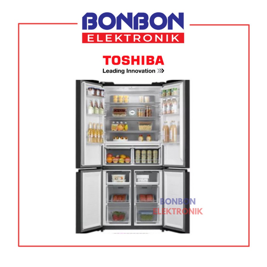 Toshiba Kulkas Side By Side GR-RF610WE-PMF Multidoor Dual Inverter