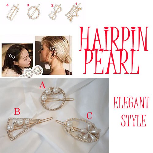 Jepitan rambut model geometri / Hairpin pearl Elegant style A14