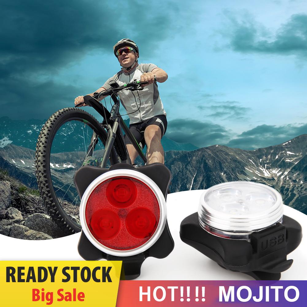 Set Lampu Depan + Belakang Sepeda Gunung Mtb Led Charge Usb