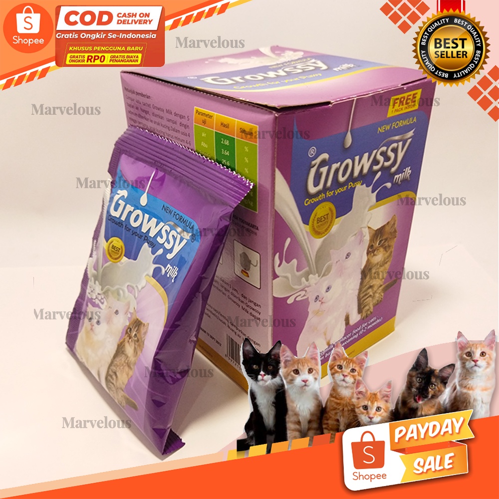 Susu Kucing Growssy Kemasan Sachet 20 gr / Susu anakan kucing