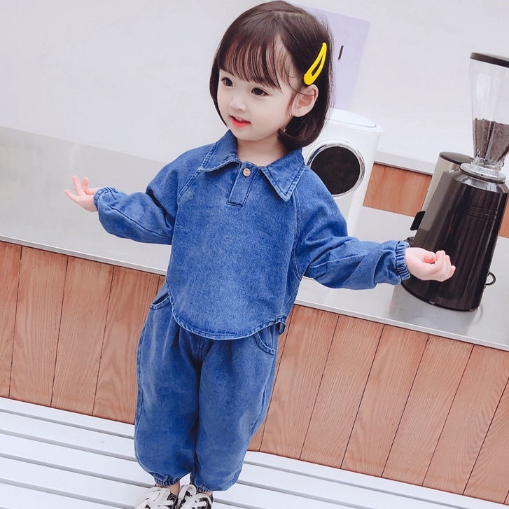 SSP63-Setelan Anak Import 2in1 Set Baju+Celana JEANS Panjang SESAME