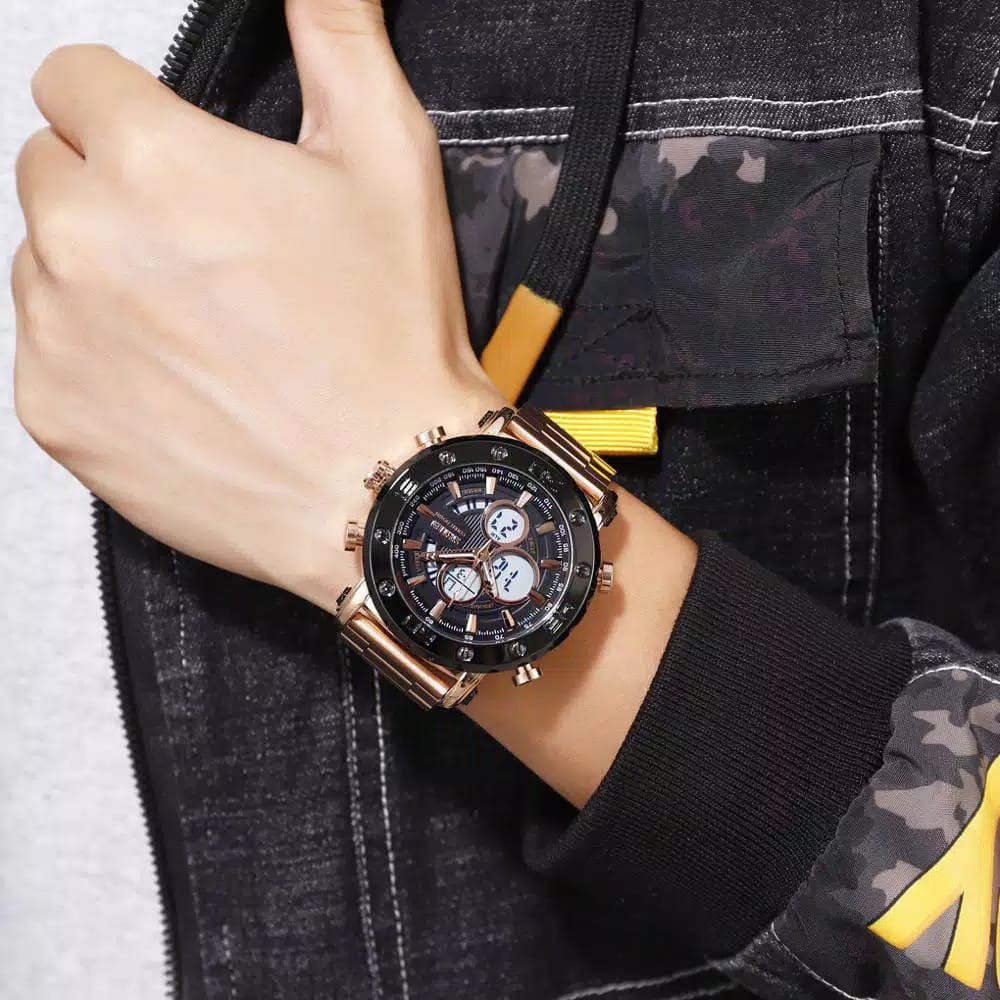 DSO - ORIGINAL Skmei Jam TAngan Pria Dual Time/Rantai/Tahan Air/Gratis Kotak