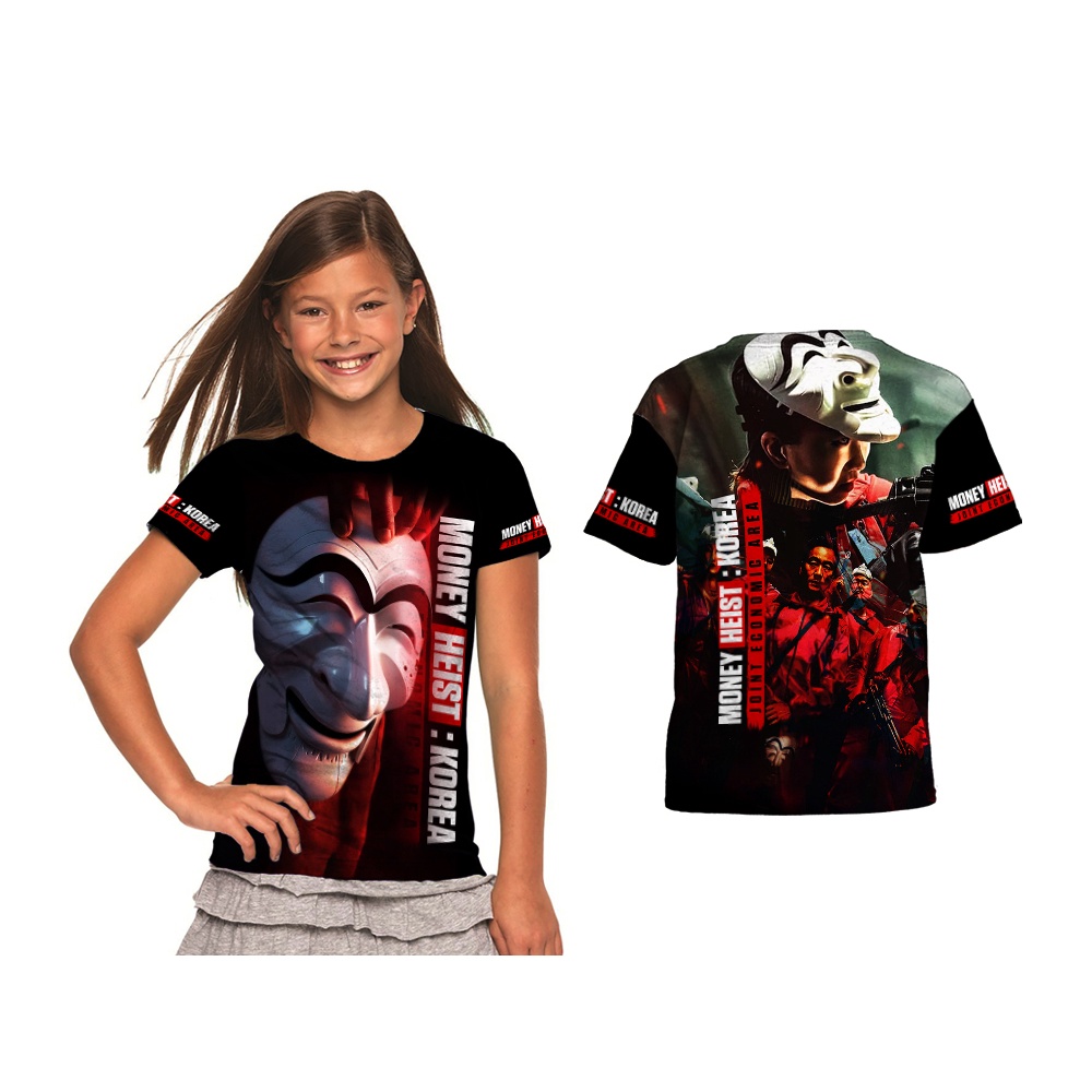 MONEY HEIST KOREA Pakaian Kaos anak Perempuan Printing