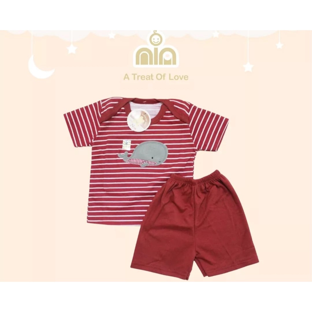 SALE Setelan Bayi 3-6 Bulan Setelan Nia Stripy Paus Premium