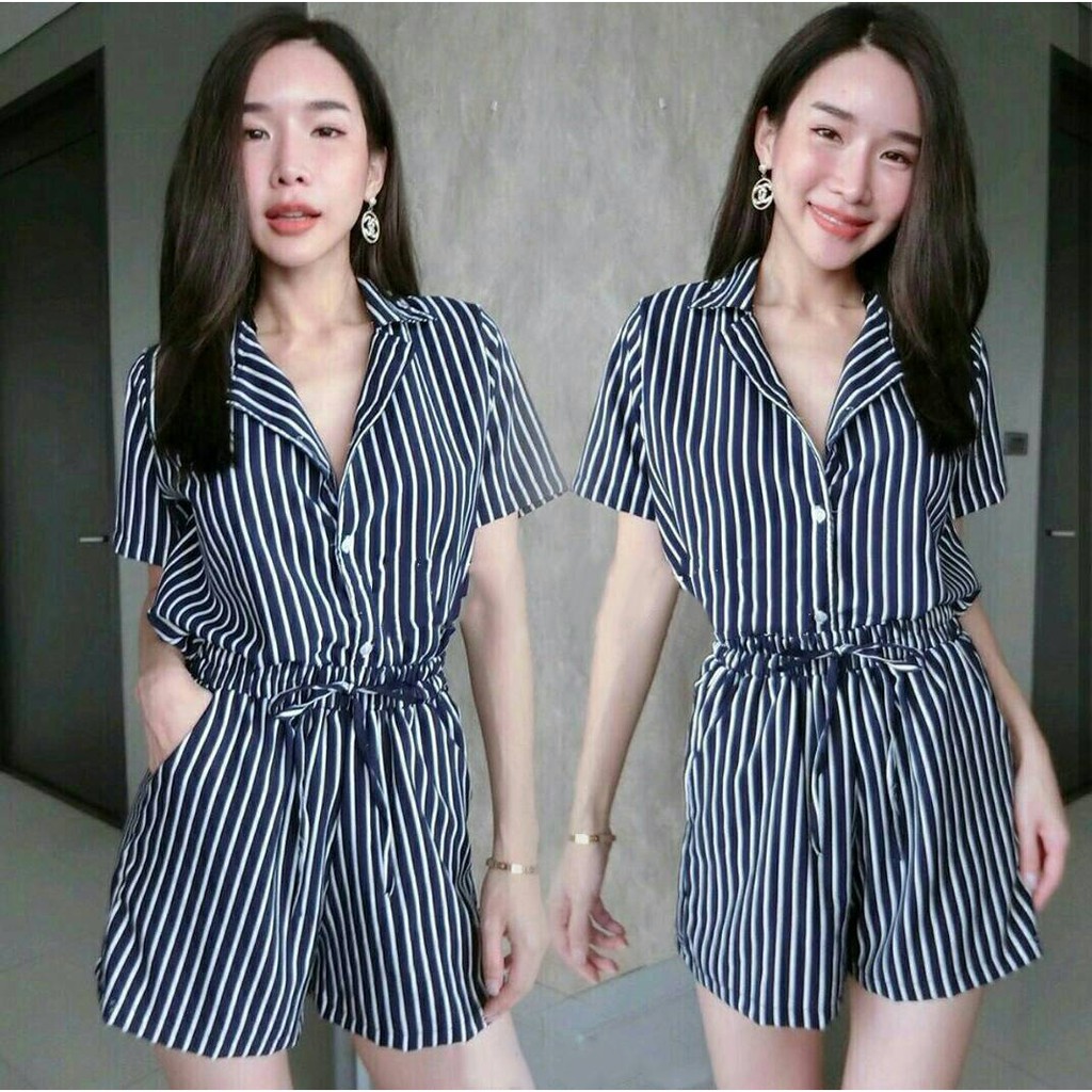 D19 1269 js striped Bahan twiscone , fit to XL , LD 100, pjg 78, kancing depan , pinggang kr