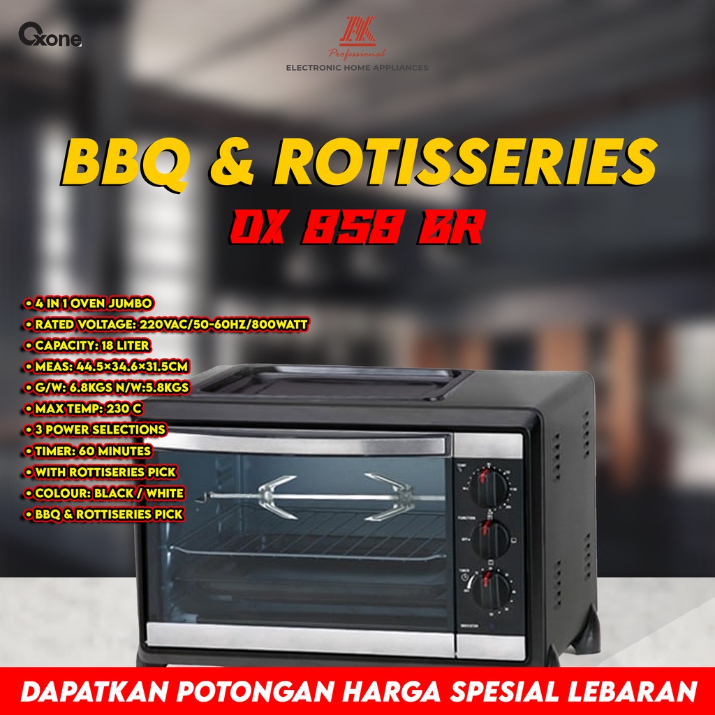 Oxone Ox-858Br Oven Hitam 4In1