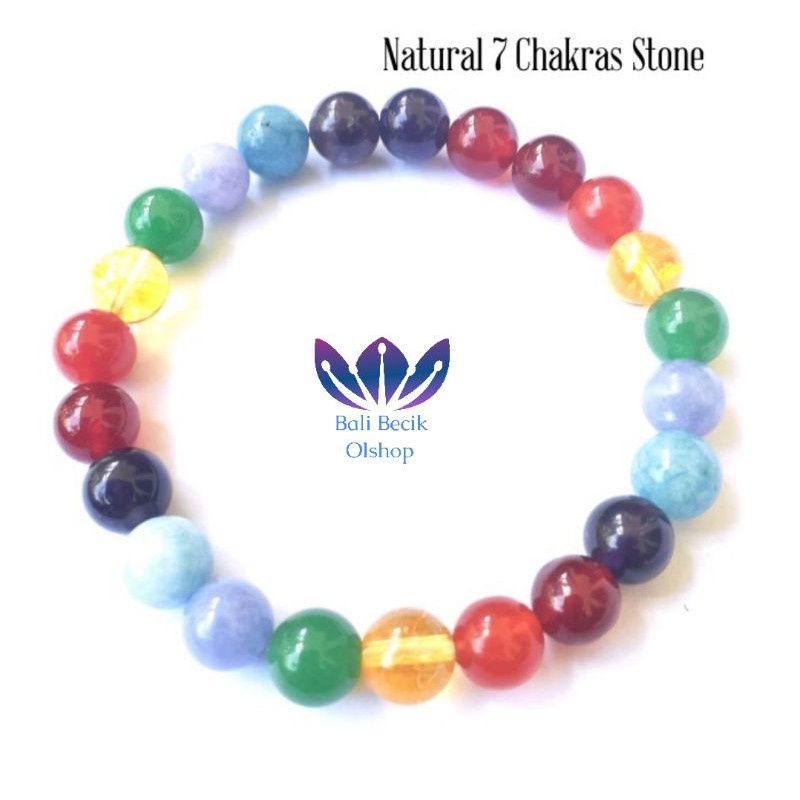 100% Gelang Batu Alam 7 Cakra Chakra ASLI 8mm