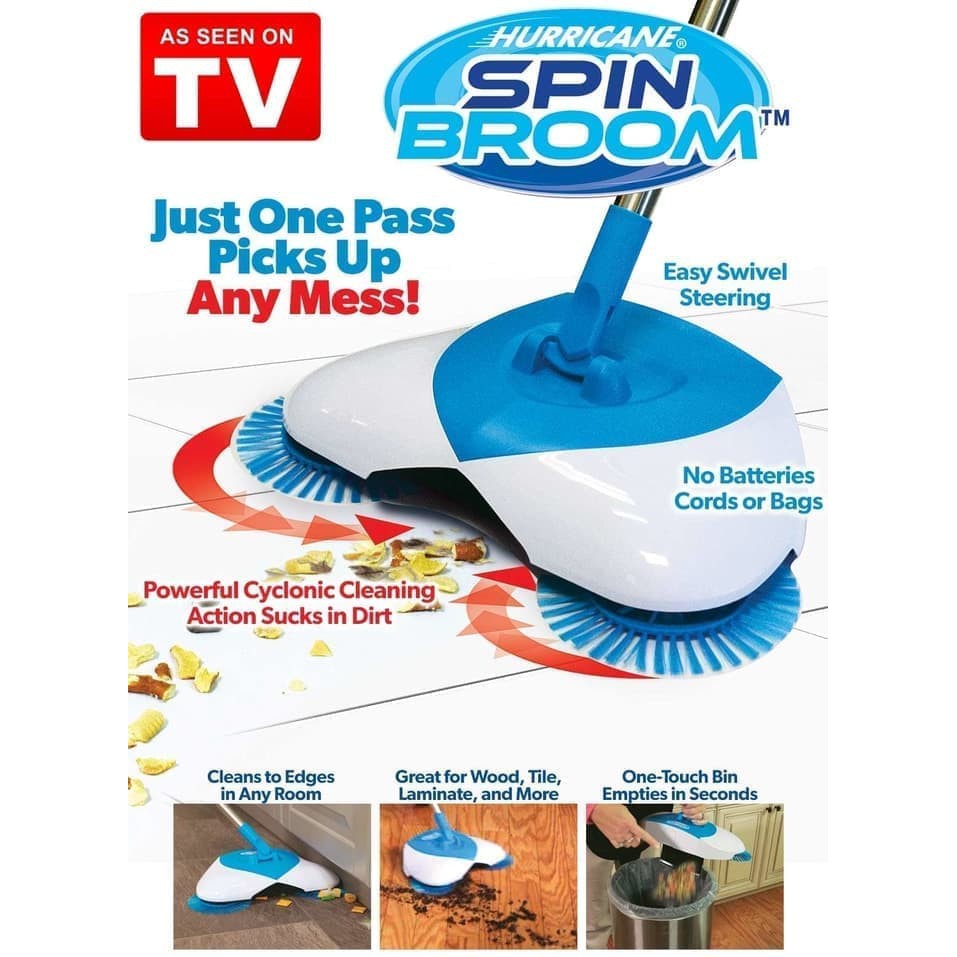 PNN1380 HURRICANE SPIN BROOM Sapu Pembersih Lantai Karpet.