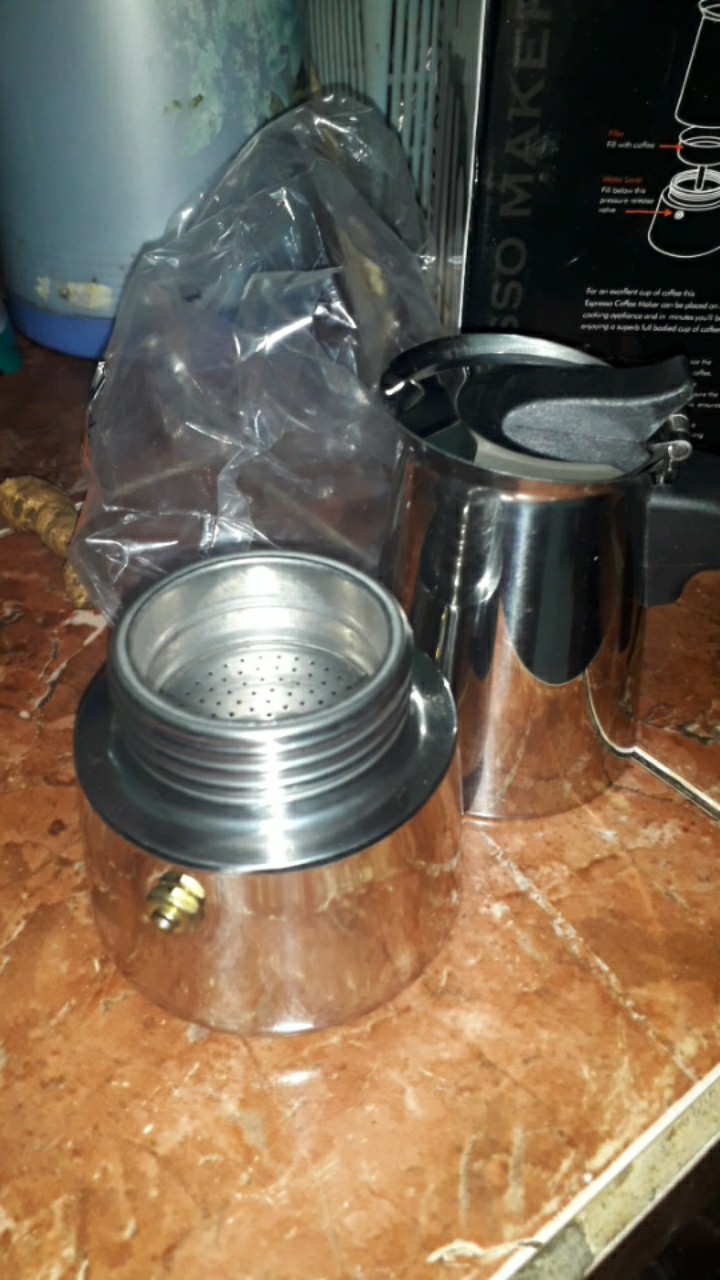 Onetwocups Espresso Coffee Maker Moka Pot Teko Stovetop Filter Stainless Steel - Silver