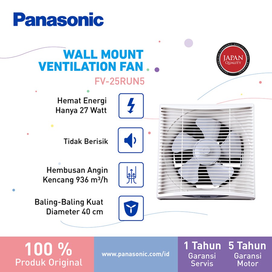 Panasonic Exhaust Fan Wall Dinding FV 25RUN / FV25RUN (Diameter Baling 25CM)