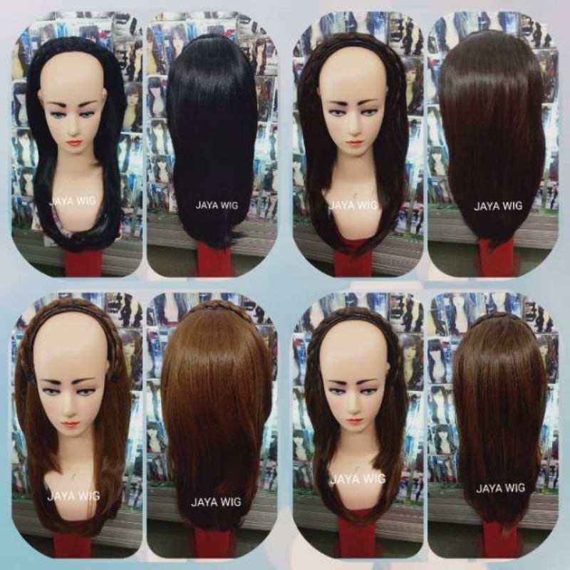 Wig Bando Lurus Panjang 45cm Bahan Halus Lembut Seperti Rambut Asli Bando Wig Ready 6 Warna