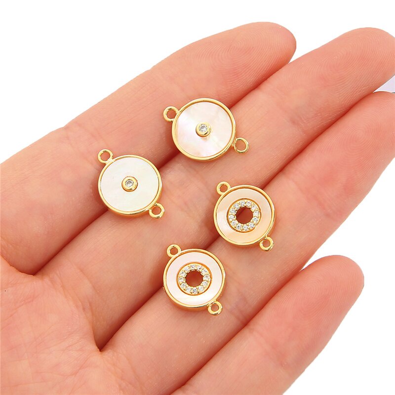 18K Gold Plated  Bohemia Charm Pendants Round Hollow DIY Connectors Dangle Earring Necklace Making Wholesale