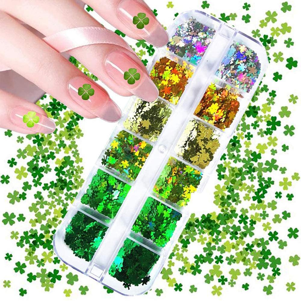 Stiker Kuku Clover Four-leaf Agustinina 1Box Clover Lucky Grass DIY Dekorasi Nail Art