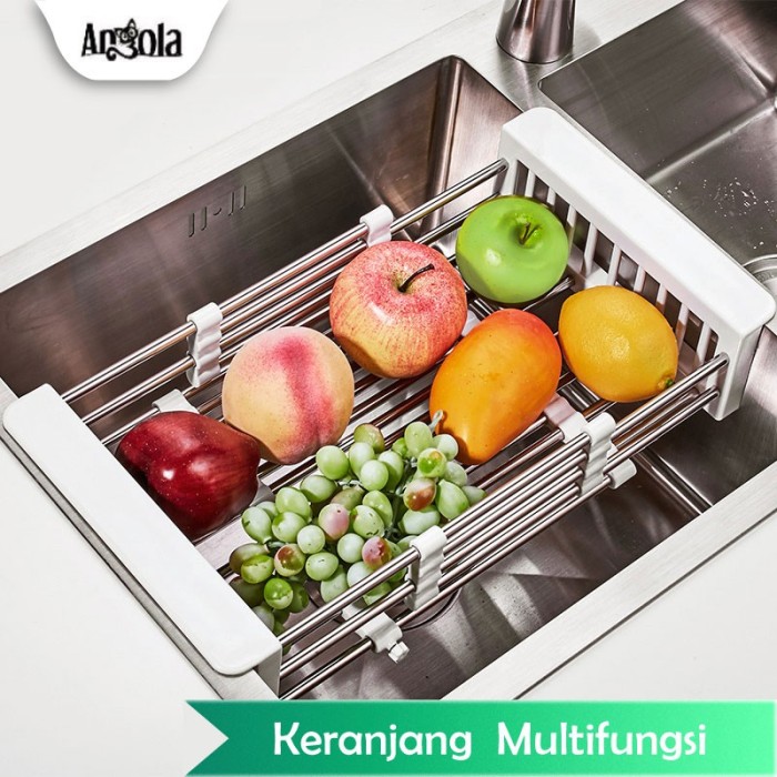 Rak Keranjang Wastafel Rak Pengering Alat Buah Sayuran Rak Dapur