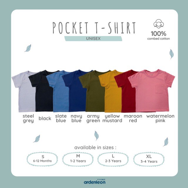 ARDENLEON Pocket T-Shirt Unisex // Baju Bayi // Baju Anak // Kaos Anak