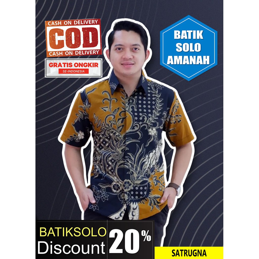 SATRUGNA BATIK INDONESIA KEMEJA BATIK PRIA SOLO LENGAN PENDEK LAPIS FURING ATASAN PREMIUM MODERN KATUN HALUS GINANDRA MAHOGRA KANGEN KAMULYAN AROMA KOPI DAMARLANGIT NISWARA PEKSI JAYA HANANGKARA PARI MOCCA TRENDY MANUK KEMBAR BATIK SOLO AMANAH BATIKSOLO