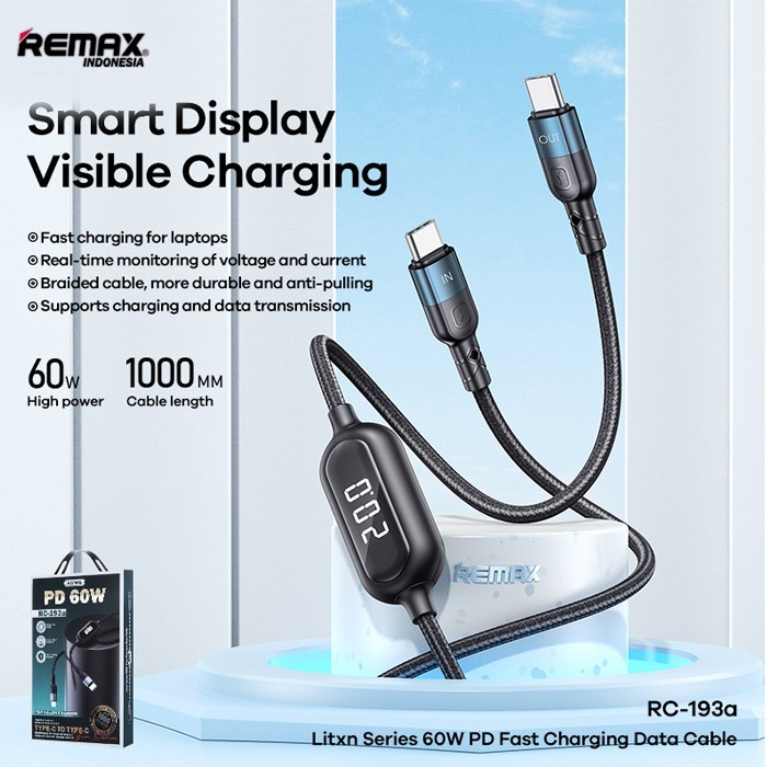 Remax 60W High Power Smart Display Data Kabel RC-193a 100% Original