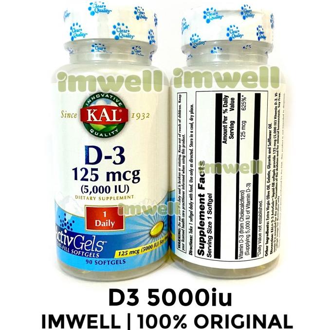 KAL Vitamin D3 5000 iu 5000iu D 3 125 mcg 125mcg (90) ORI Lc
