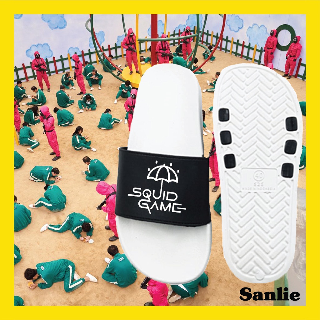 SANLIE SANDAL SLOP SQUID GAME / SANDAL SLIDE SLOP / SANDAL SLIP ON SQUID GAME EMPUK PRIA WANITA 555-1