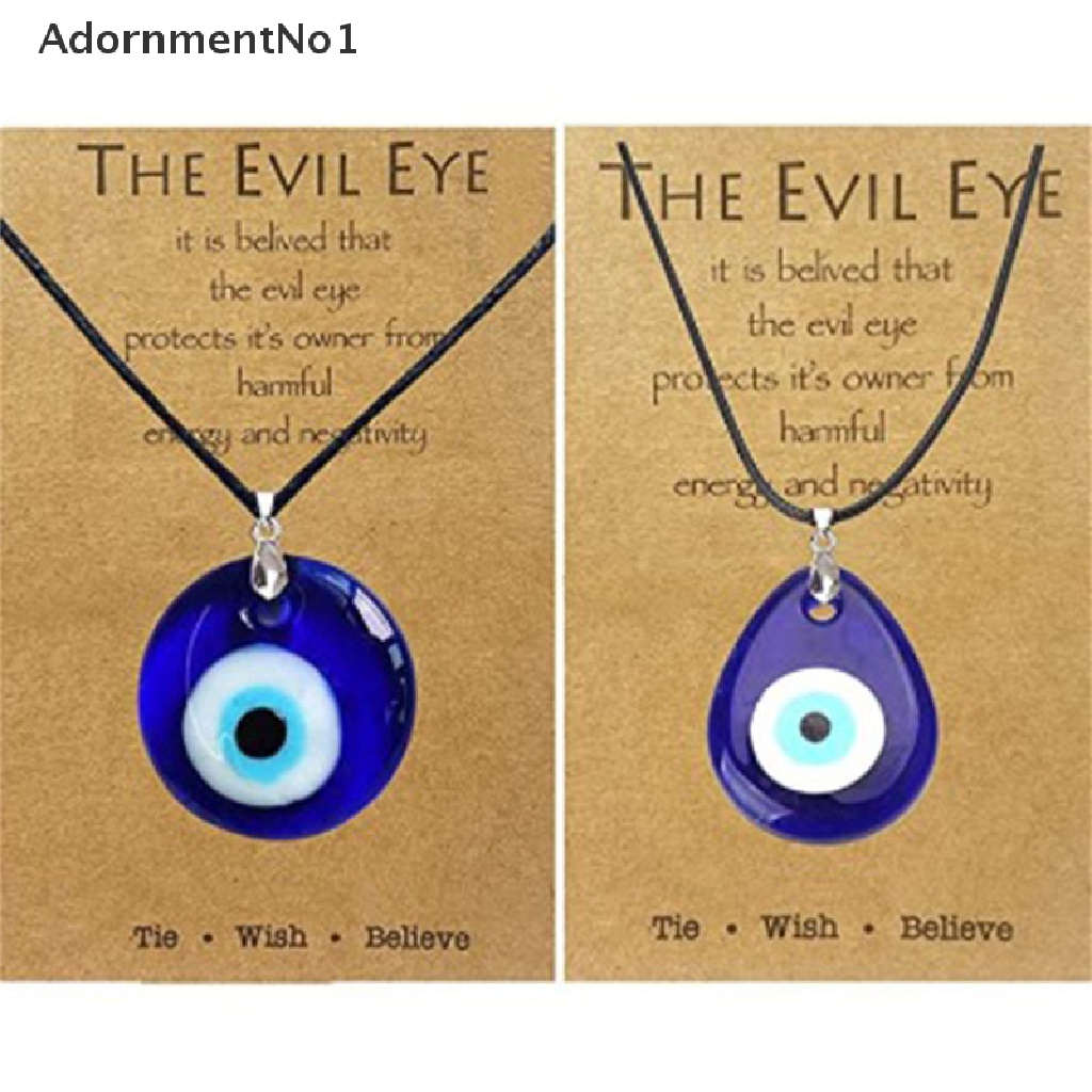 (AdornmentNo1) 1pc Kalung Rantai Dengan Liontin Evil Eye Kaca Biru 30mm Untuk Wanita