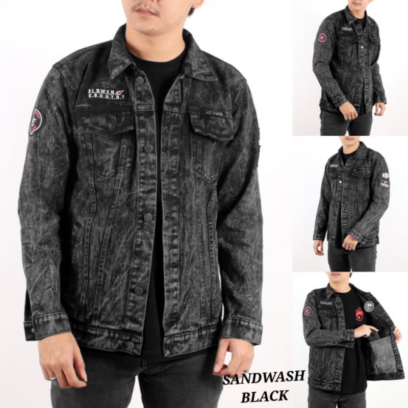 (BISA COD)  JAKET JEANS SANDWASH THE BOJIEL - JAKET SANDWASH PRINTING - JAKET JEANS PRIA-3