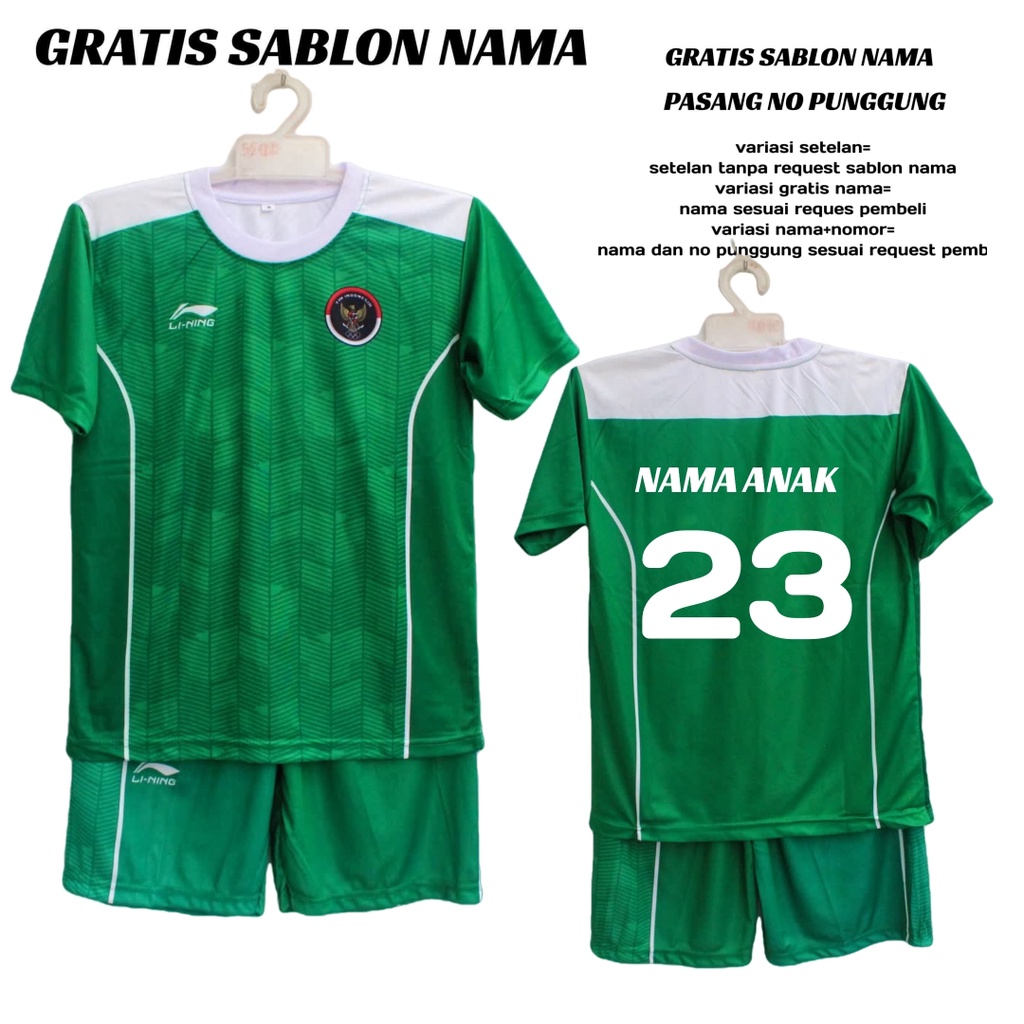 jersey badminton timnas indonesia/baju setelan futsal timnas indonesia/jersey volly anak