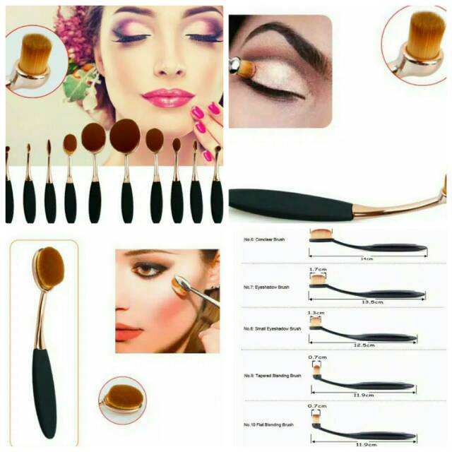 Kuas Kosmetik Make Up Oval Brush Wajah 10 PCS