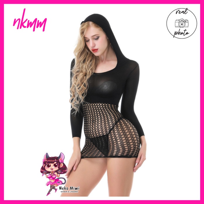 Baju dinas depan suami NKMM Full Body Stocking Bodysuit Jala Pria BST Hitam Dewasa Premium Kado nika