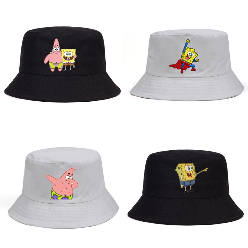 Topi Bucket Pria / Wanita Motif Anime Spongebob Patrick Star Squidward Tentakel Untuk Musim Panas / Pantai