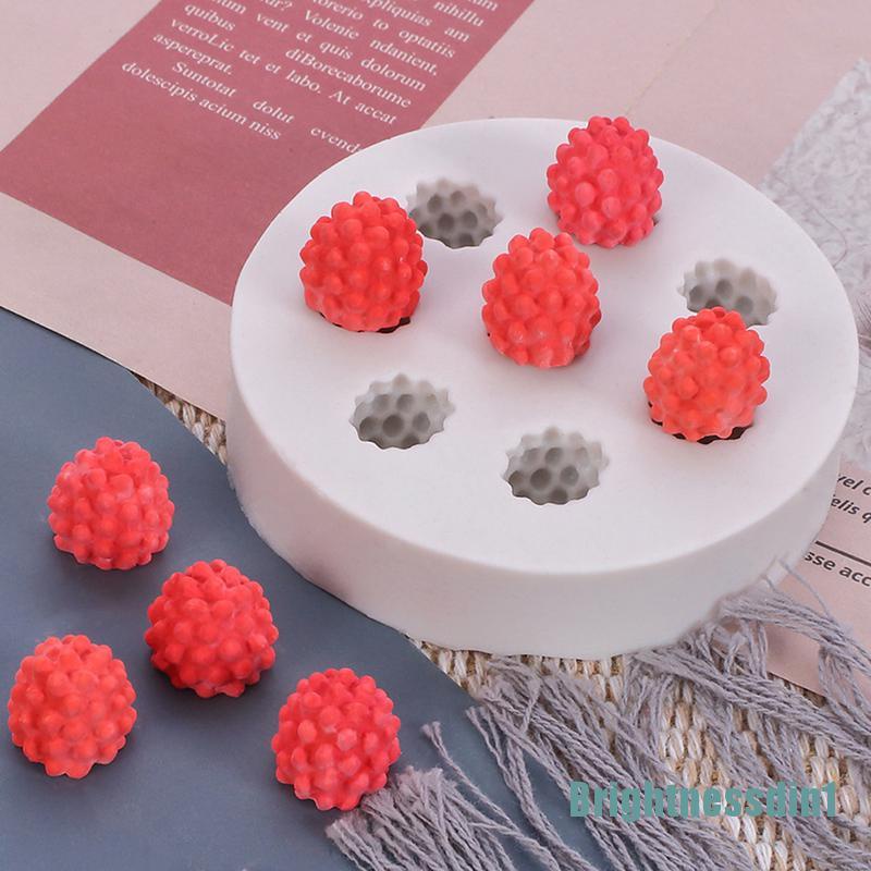 Cetakan Kue Bentuk Raspberry Blueberry 3D 1 In 1 Bahan Silikon Untuk Dekorasi