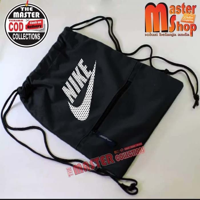 Tas Serut Drawstring Resleting Gymsack NK / Olahraga / Futsal / Stringbag Kampus Sekolah