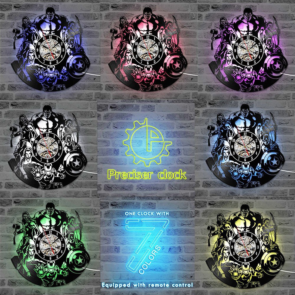 Original Jam Dinding The Avengers Shape Vinyl Record Clock Creative Hollow Marvel Comics Led Wall Shopee Indonesia