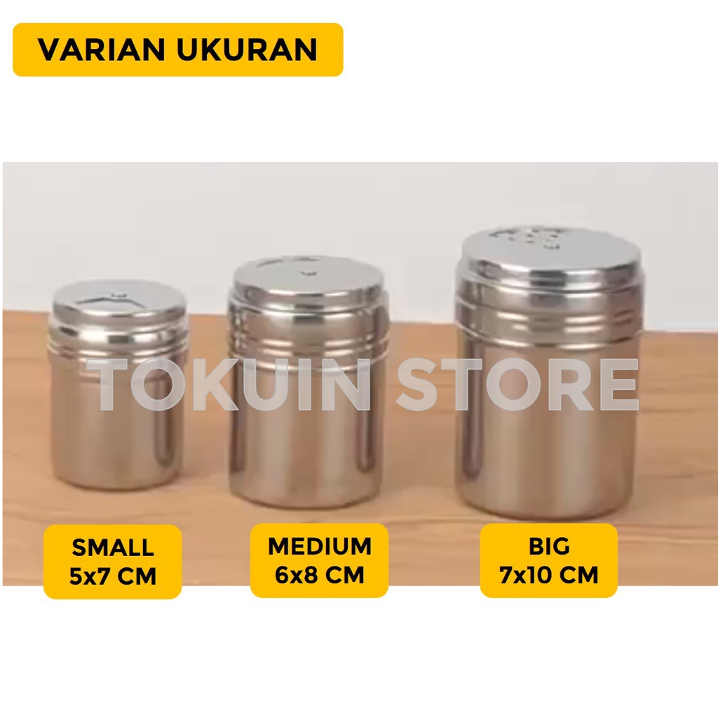 Tempat Bumbu Dapur Bubuk Tabur Lada Garam Merica Tusuk Gigi Stainless