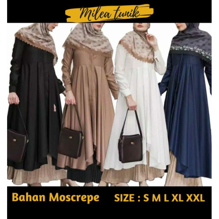 Long Tunik - Milea Tunik - Tunik Putih - Tunik Wanita - Baju Tunik Wanita Terbaru 2025 - Tunik Crink