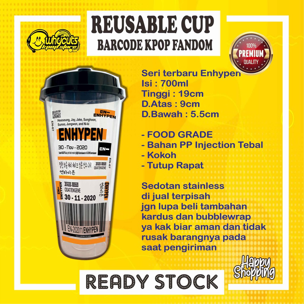 [WAJIB BACA DESKRIPSI PRODUK]REUSABLE CUP SHINee , Enhypen , DAY6 , AB6IX , GOLDEN CHILD