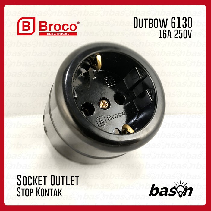 BROCO 6130 STD Socket Outlet Outbow 16A 250V - Black