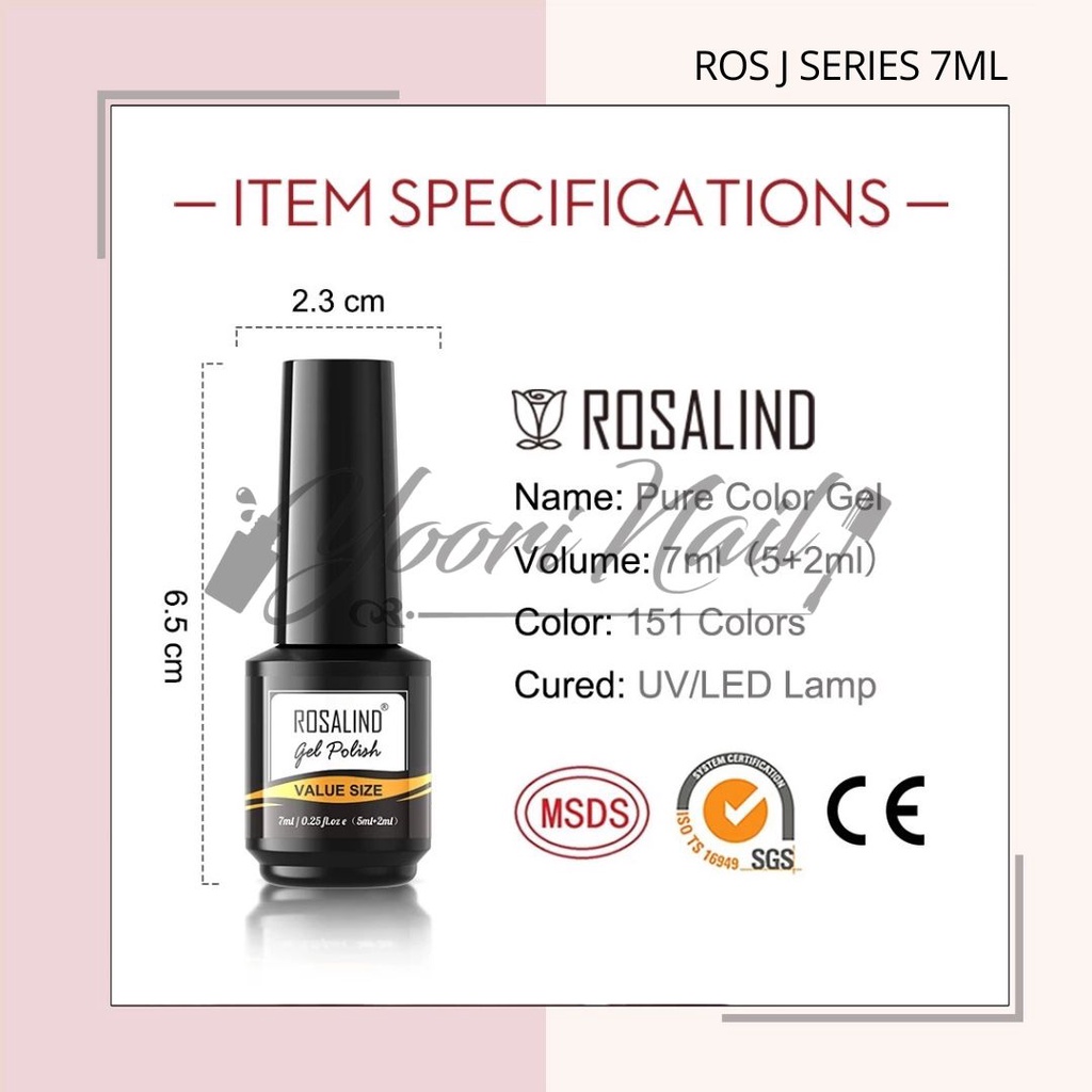 Mini Rosalind J Series 7ml (JL001 - JL050)  glitter series colorful series gel polish gel uv led