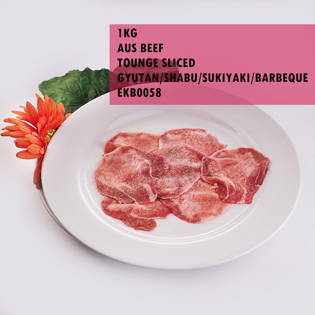 

Daging Lidah Sapi Slice Iris Tipis AUS Beef Ox Tongue Gyutan
