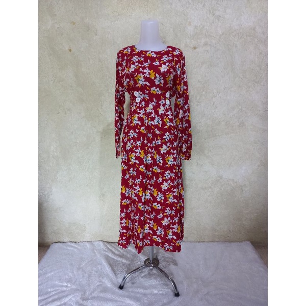 Tunik Midi Jadore bahan rayon lembut motif bunga