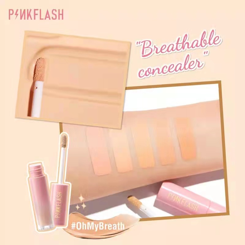 [ORI BPOM] PINKFLASH Lasting Matte Concealer | Pink Flash Liquid Concealer Tahan Air Tahan Lama | PINKFLASH #OhMyBreath Liquid Concealer | Pinkflash Concealer Full Coverage Waterproof Color Corrector BPOM PF-F04