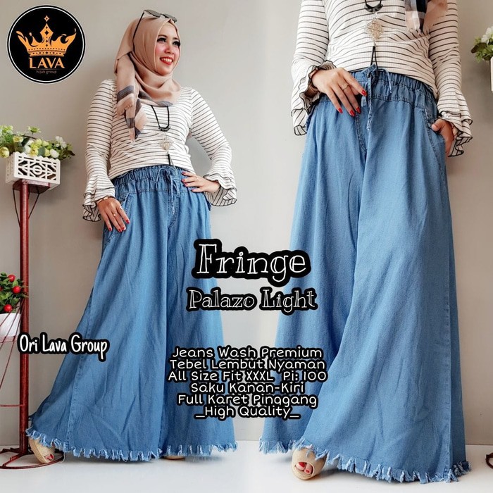 CENTRO Kulot jumbo/Fringe Palazo/kulot jeans murah / celana jumbo rawis