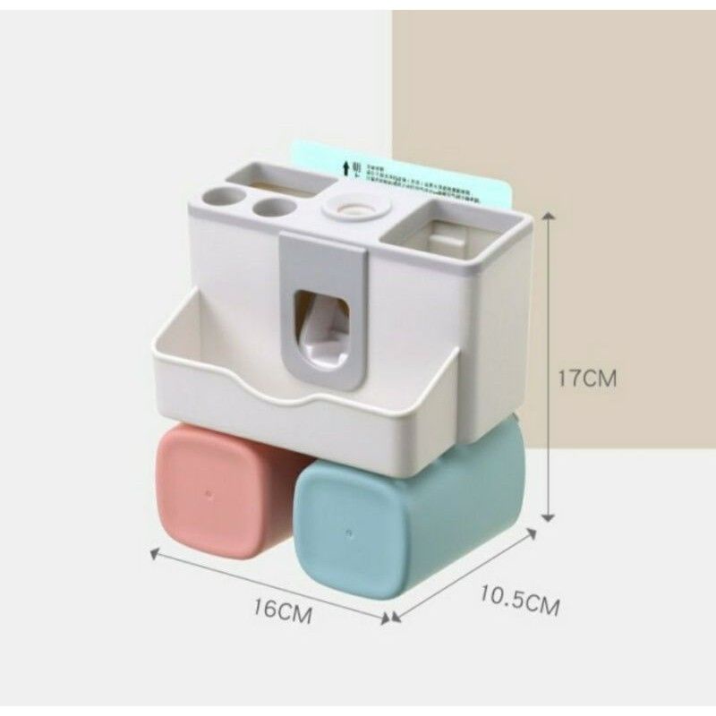 (COD) Dispenser Odol dan Sikat Gigi / Dispenser Sikat Gigi / Rak kamar mandi